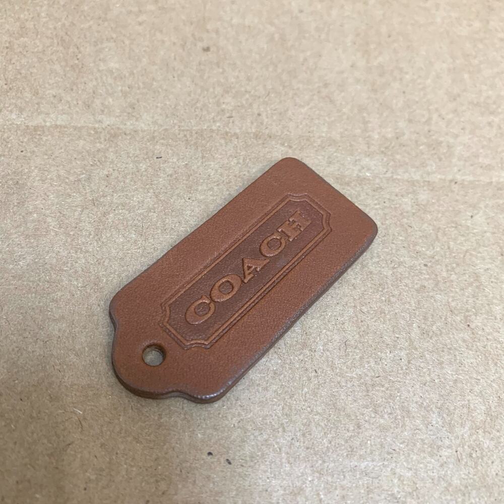 Authentic COACH Dark Brown Leather Vintage Lozenge Hang Tag Purse Charm 2.25" - Picture 4 of 7